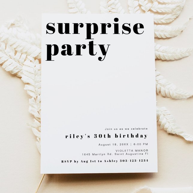 RILEY Bold Contemporary Surprise Birthday Party Einladung (Von Creator hochgeladen)