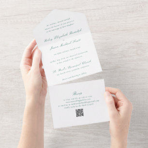 Riley Emerald Green Elegant Wedding All In One Einladung
