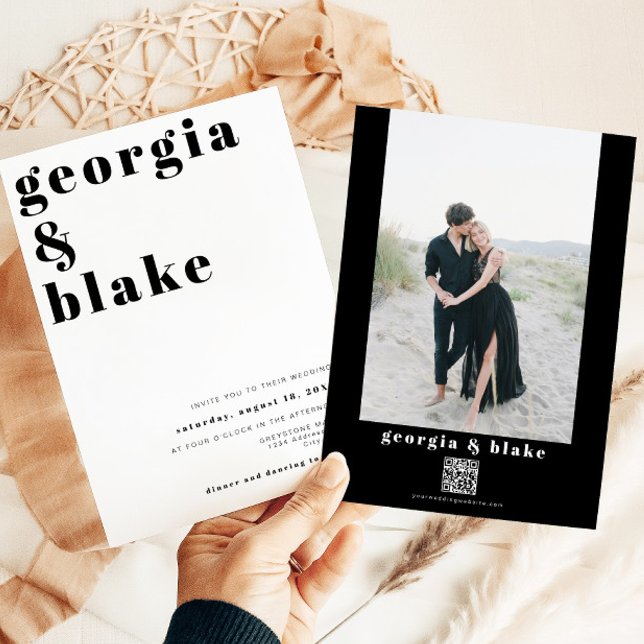 RILEY Modern Bold Contemporary Foto Wedding Einladung (Von Creator hochgeladen)