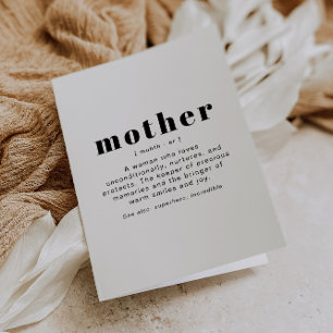 RILEY Modern Niedlich Mother Definition Mother Day Karte