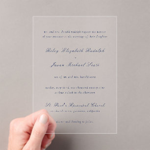Riley Navy Blue Elegant Wedding Acryleinladungen