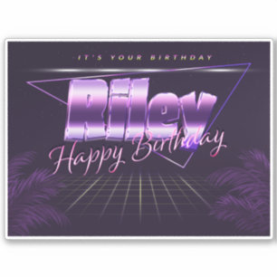 Riley Nom Prénom lila retro Sticker