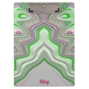 RILEY ~ PASTEL 3D! Rosa, grüne und weiße GLOSSY Klemmbrett