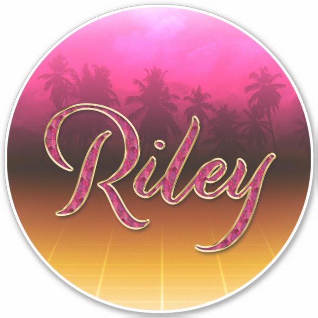 Riley Prénom Golden Pink Autocollants (Devant)