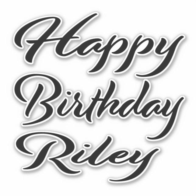 Riley prénom nom autocollant noir anniversaire (Devant)