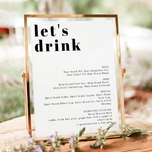 RILEY Retro Bold Lass uns Bar Menu trinken Poster