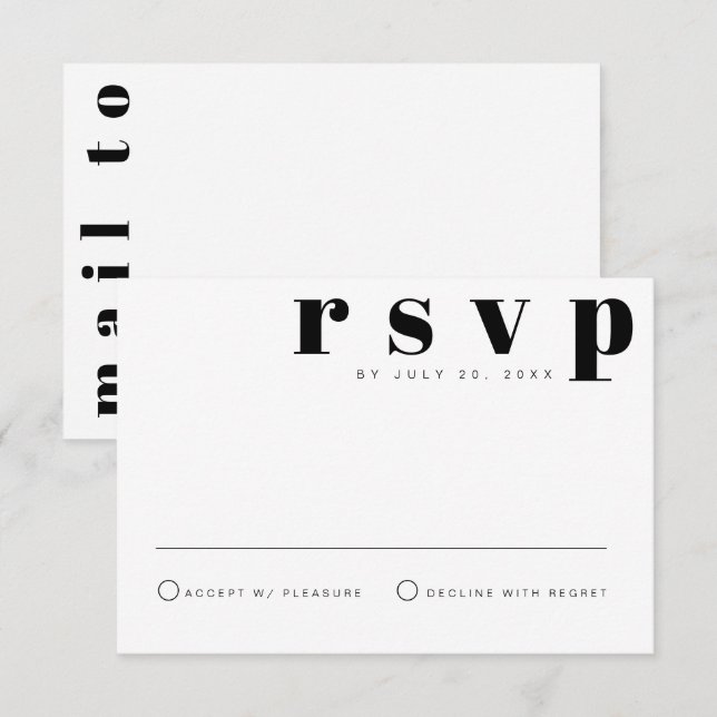 RILEY Retro Bold Modern Postcard RSVP Card Einladung (Vorne/Hinten)