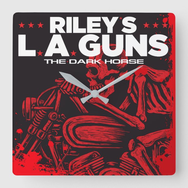 Rileys L.A.GUNS Black Vinyl Cover Art Quadratische Wanduhr (Vorderseite)