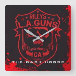Rileys L.A.GUNS Red & Black Marble Vinyl Art Quadratische Wanduhr