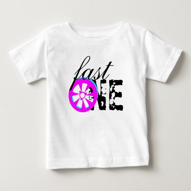 Rim Racing Car Neon drehen eins Baby T-shirt (Vorderseite)