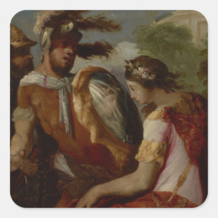 Rinaldo und der Spiegelschild, c.1650-55 Quadratischer Aufkleber