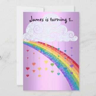 RINBOWS UND HERZSCHLIESSUNGEN KINDER PARTY EINLADUNG