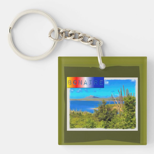Rincon, Bonaire Watercolor Schlüsselanhänger (Vorderseite)