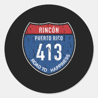 Rincon Puerto Rico Straße bis Hapess Runder Aufkleber