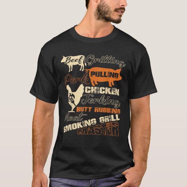 Rind Grilling Pork Pulling Chicken Jerry T-Shirt (Vorderseite)