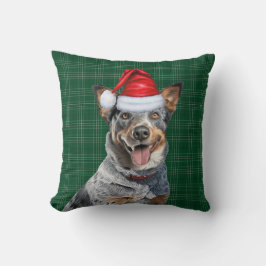 Rind Hund Grün Karierter Weihnachtsfeiertag Kissen