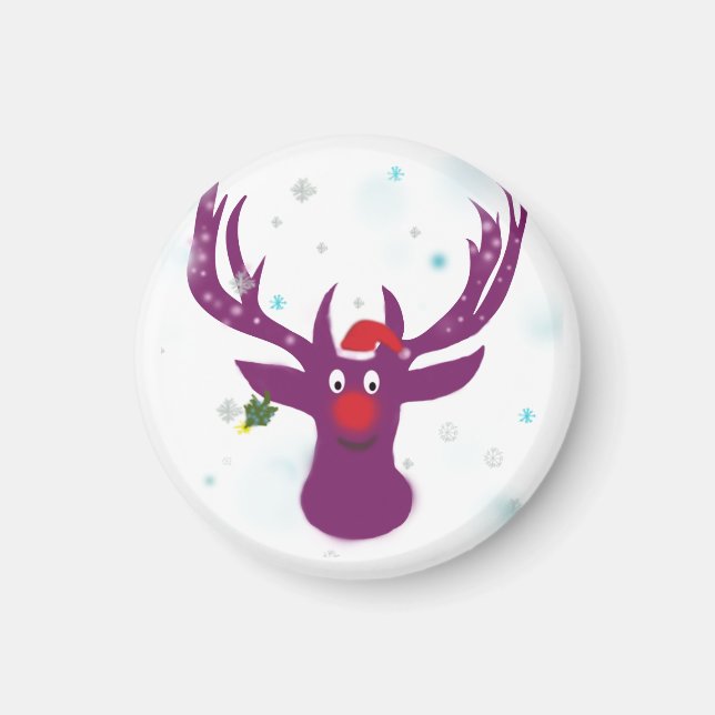 Rindeer Chrismas Small, Aimant Rond De 3,2 Cm (Devant)