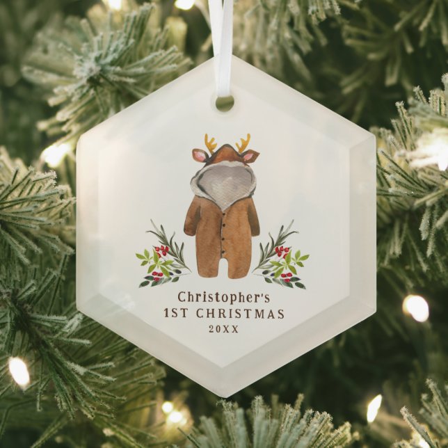 Rindeer tenue bébé 1er ornement de Noël (Insitu)