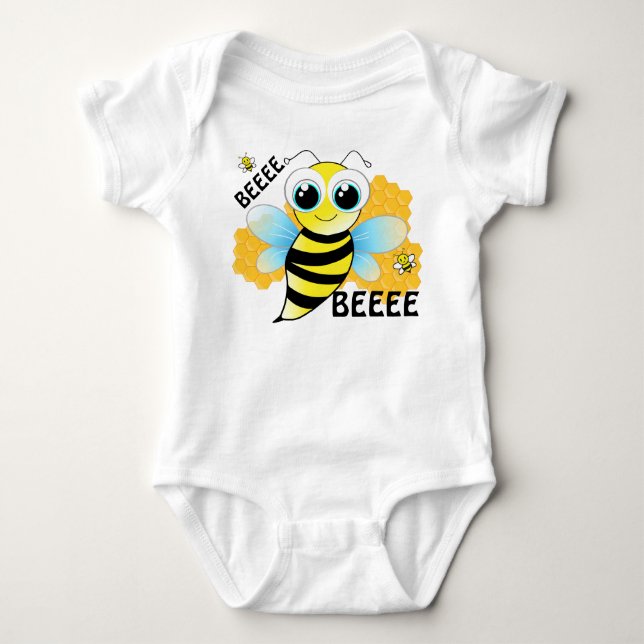 Rinder & Beehive Blue und Yellow Baby Bodysuit Baby Strampler (Vorderseite)