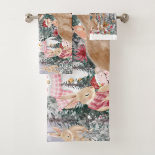 Rinder d'aquarelle rose, Snowman Joyeux Noël