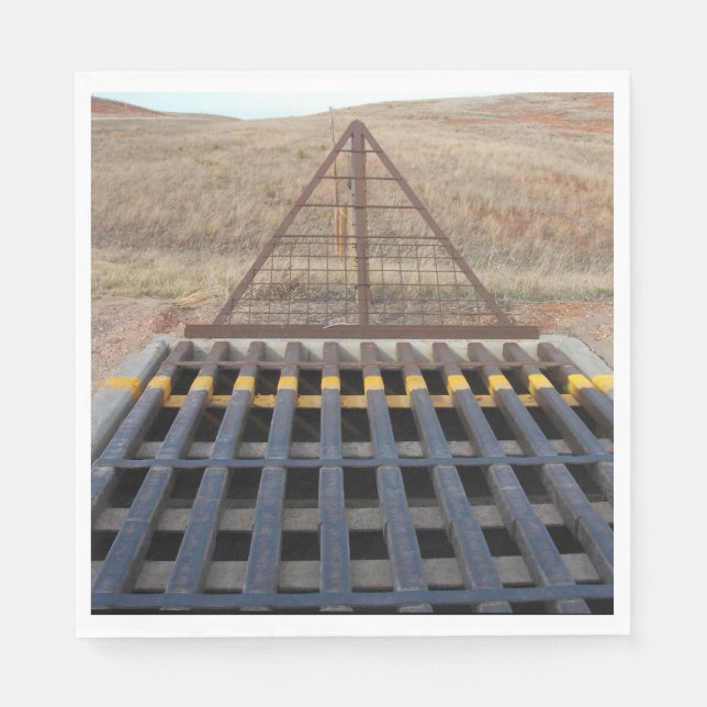 Rinder graten über die Schotterstraße. Wyoming, We Serviette (Vorderseite)