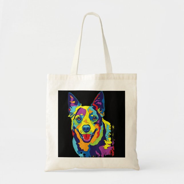 Rinder Hund Funny Australian Cattle Dog PopArt Tragetasche (Vorne)