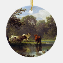 Rinder im Teich Keramikornament