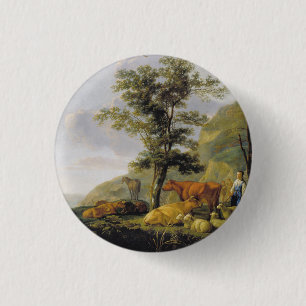 Rinder in der Nähe des Flusses Aelbert Cuyp Button