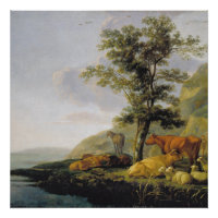 Rinder in der Nähe des Flusses Aelbert Cuyp Poster