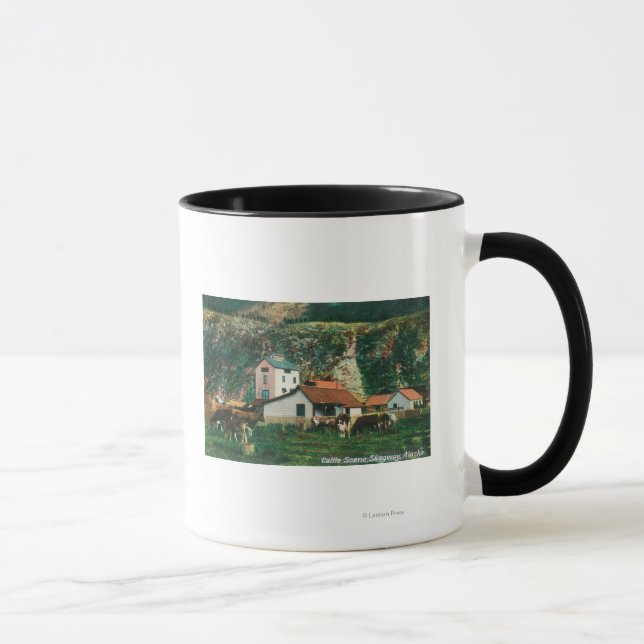 Rinder unter den Barnen SzeneSkagway, AK Tasse (Rechts)
