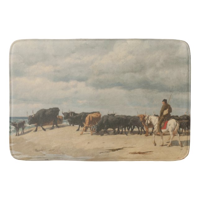 Rinderbestand am Meer (von Eugène Burnand) Badematte (Vorderseite)