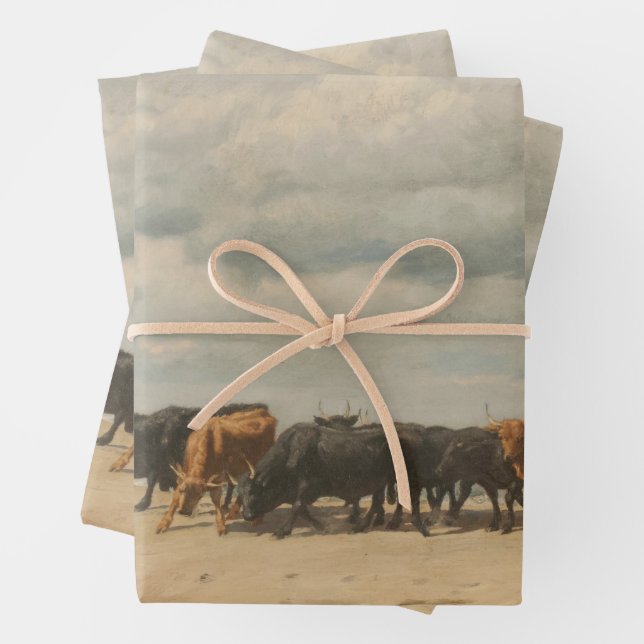 Rinderbestand am Meer (von Eugène Burnand) Geschenkpapier Set (Beispiel)