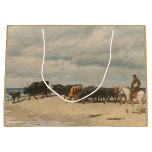 Rinderbestand am Meer (von Eugène Burnand) Große Geschenktüte
