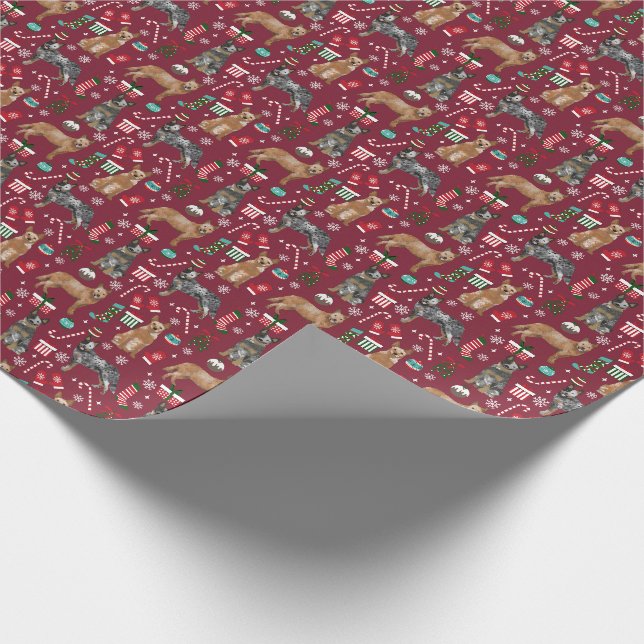 Rinderhunde Weihnachtswrapping Paper Geschenkpapier (Ecke)