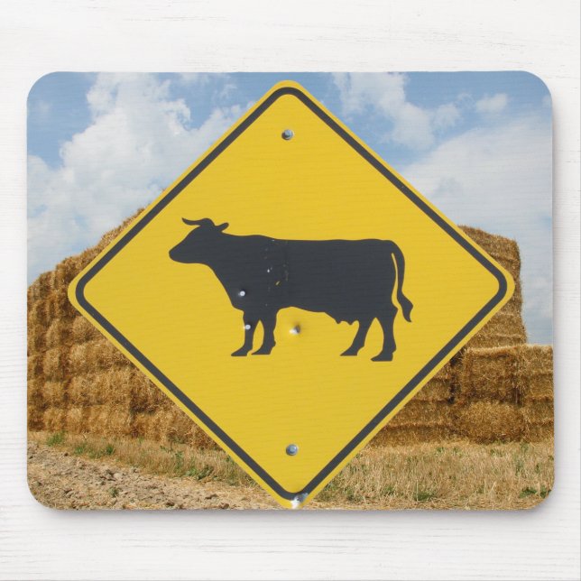 Rinderschild, Baled Hay, Blauer Himmel, Wolken Mousepad (Vorne)