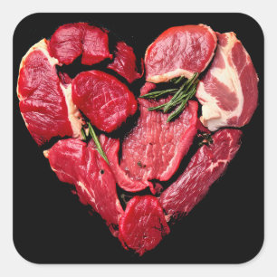 Rindfleisch Fleisch liebt rohe GRILLEN Quadratischer Aufkleber