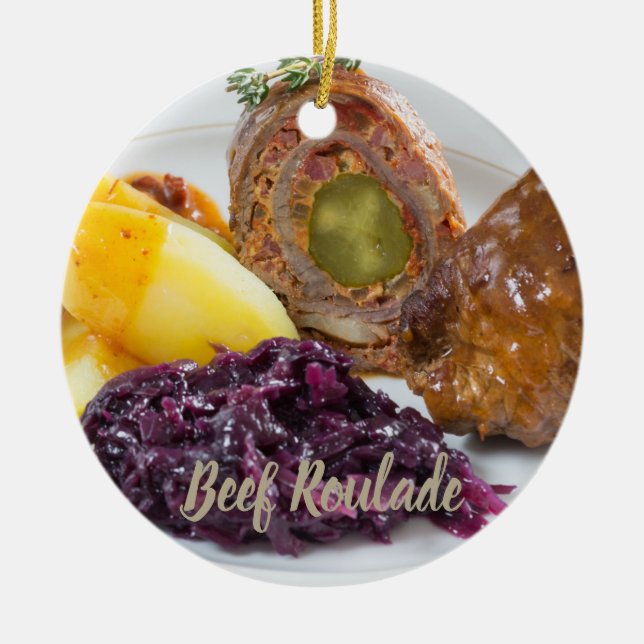 Rindfleisch Roulade mit Kartoffeln und rote Kohlkü Keramik Ornament (Vorne)