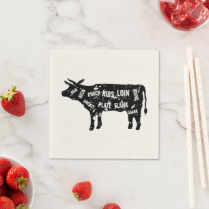 Rindfleisch vom Butcher schneidet Kuh-Servietten f Serviette
