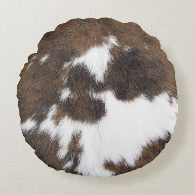 Rindleder Rundes Kissen (Vorderseite)