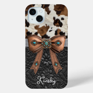 Rindleder-Schwarzes-Leder-Juwelen-Bogen Case-Mate iPhone Hülle