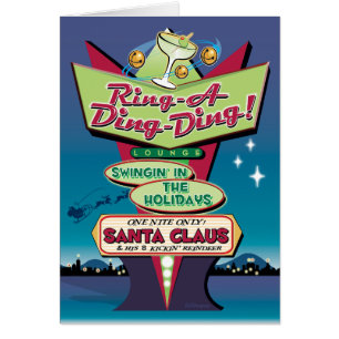 Ring-A-Ding Neon Signieren Retro Weihnachtskarte