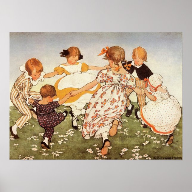 Ring-A-Round-A-Rosie-Kinderzimmer-Rhyme Poster (Vorne)