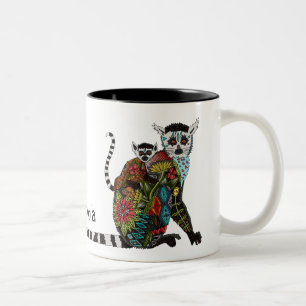 Ring angebundene Lemur-Liebe Zweifarbige Tasse