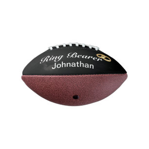 Ring Bearer Black White Faux Gold Wedding Rings  Football