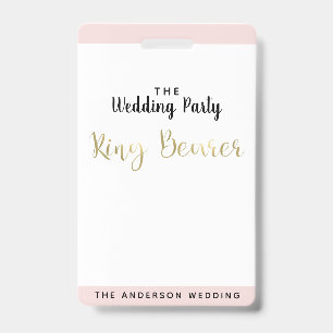 Ring Bearer Gold Wedding Party VIP Pass Abzeichen Ausweis