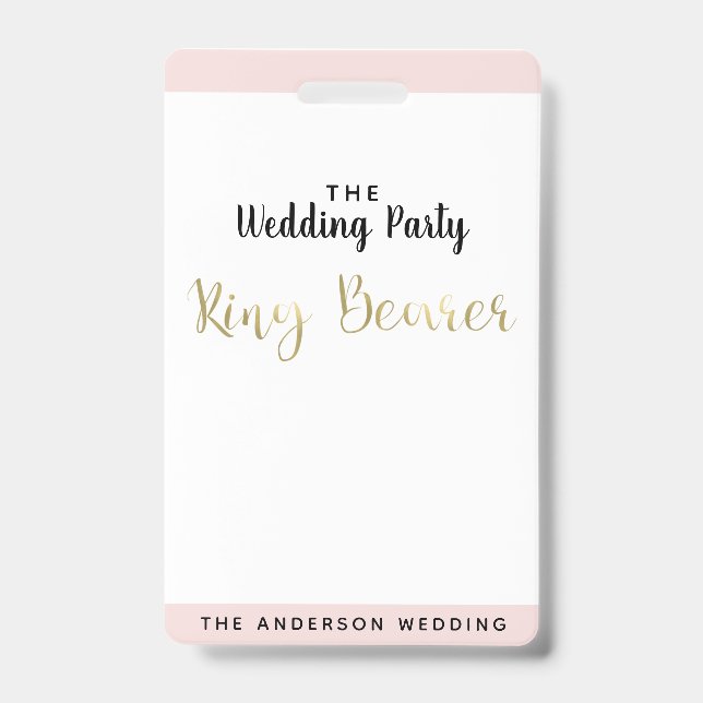 Ring Bearer Gold Wedding Party VIP Pass Abzeichen Ausweis (Front)