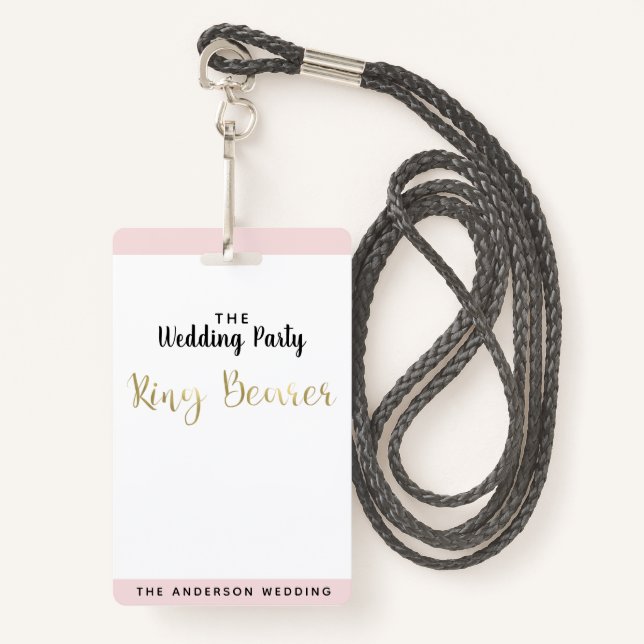 Ring Bearer Gold Wedding Party VIP Pass Abzeichen Ausweis (Vorderseite mit Schlüsselband)