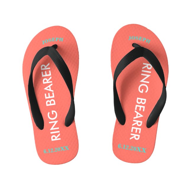 Ring Bearer NAME Coral Kinderbadesandalen (Fußbett)