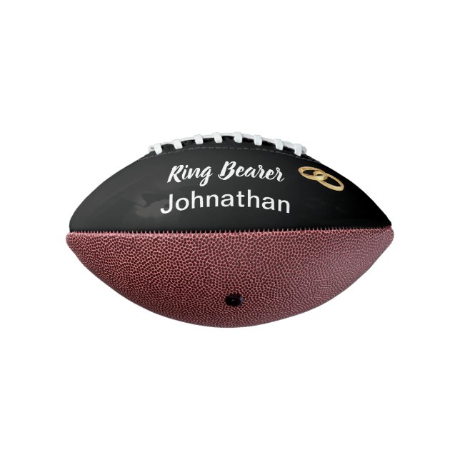 Ring Bearer Name Template Black White Gold Rings Football (Gedreht 270)