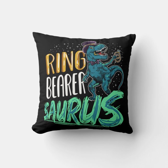 Ring Bearer Saurus T-Rex Dinosaur Wedding Party Kissen (Vorderseite)